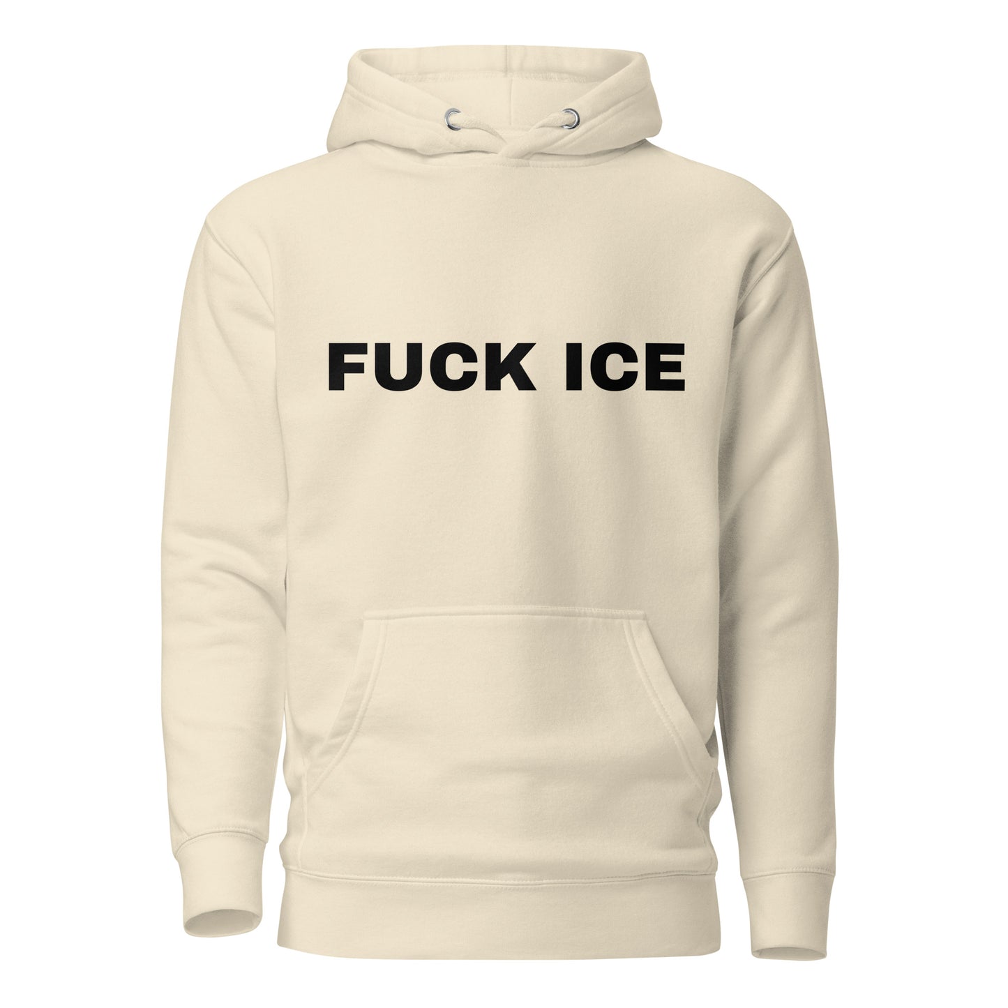 FUCK ICE Hoodie Front View in Bone | BAD BUREAU 