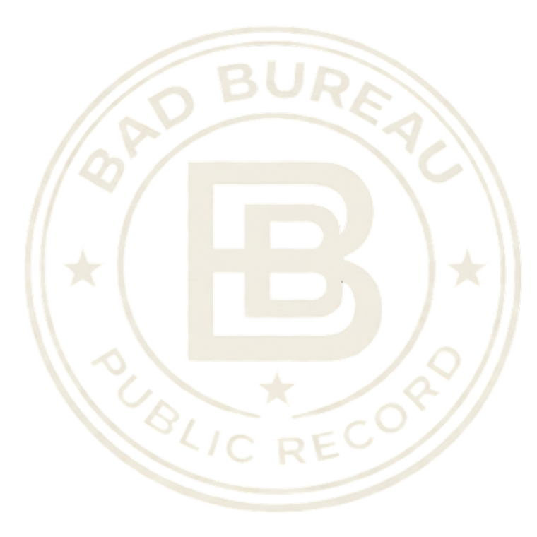 Bad Bureau logo with a stylized 'B' and text on a white background