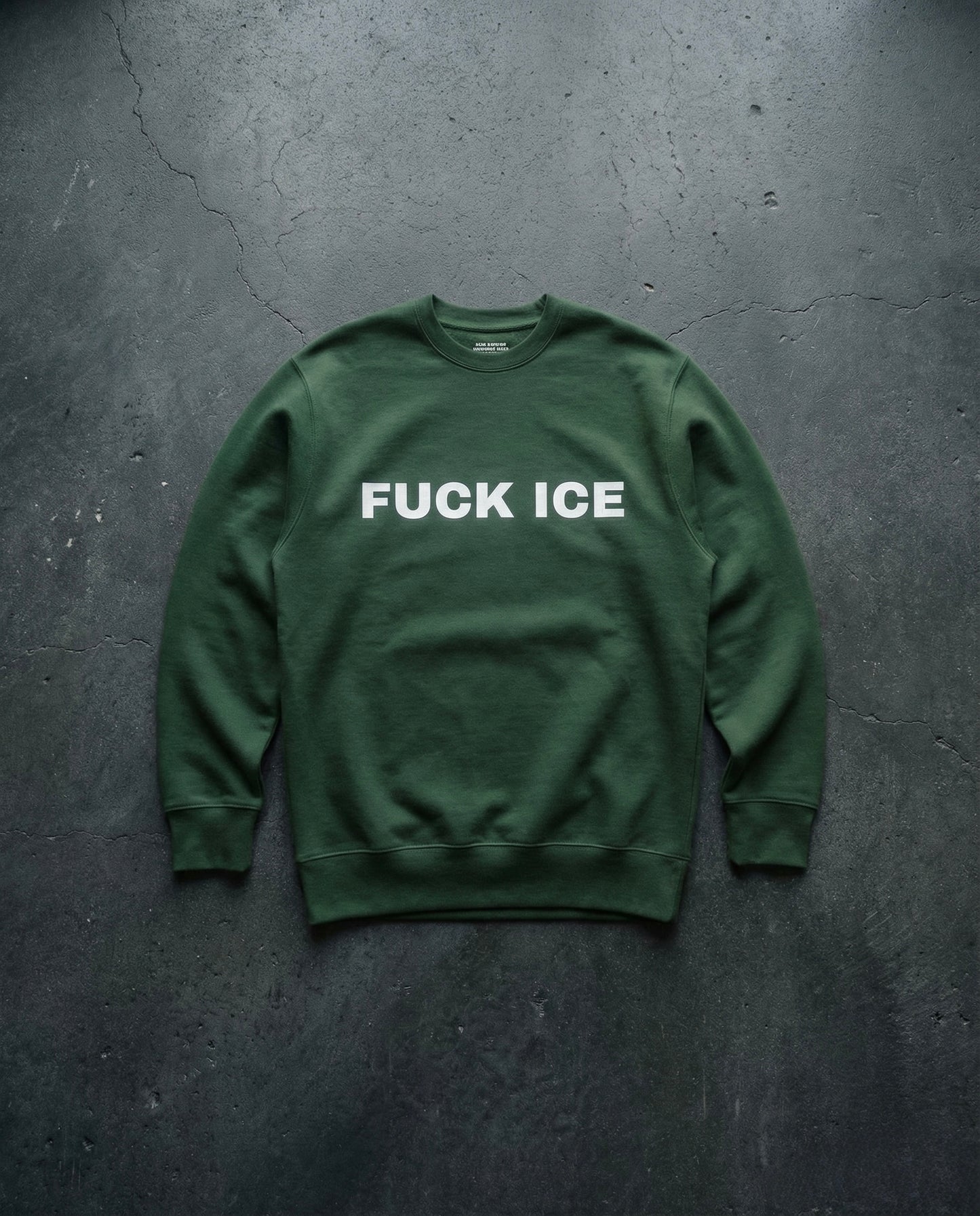 FUCK ICE Crewneck Concrete Background in Forest | BAD BUREAU 