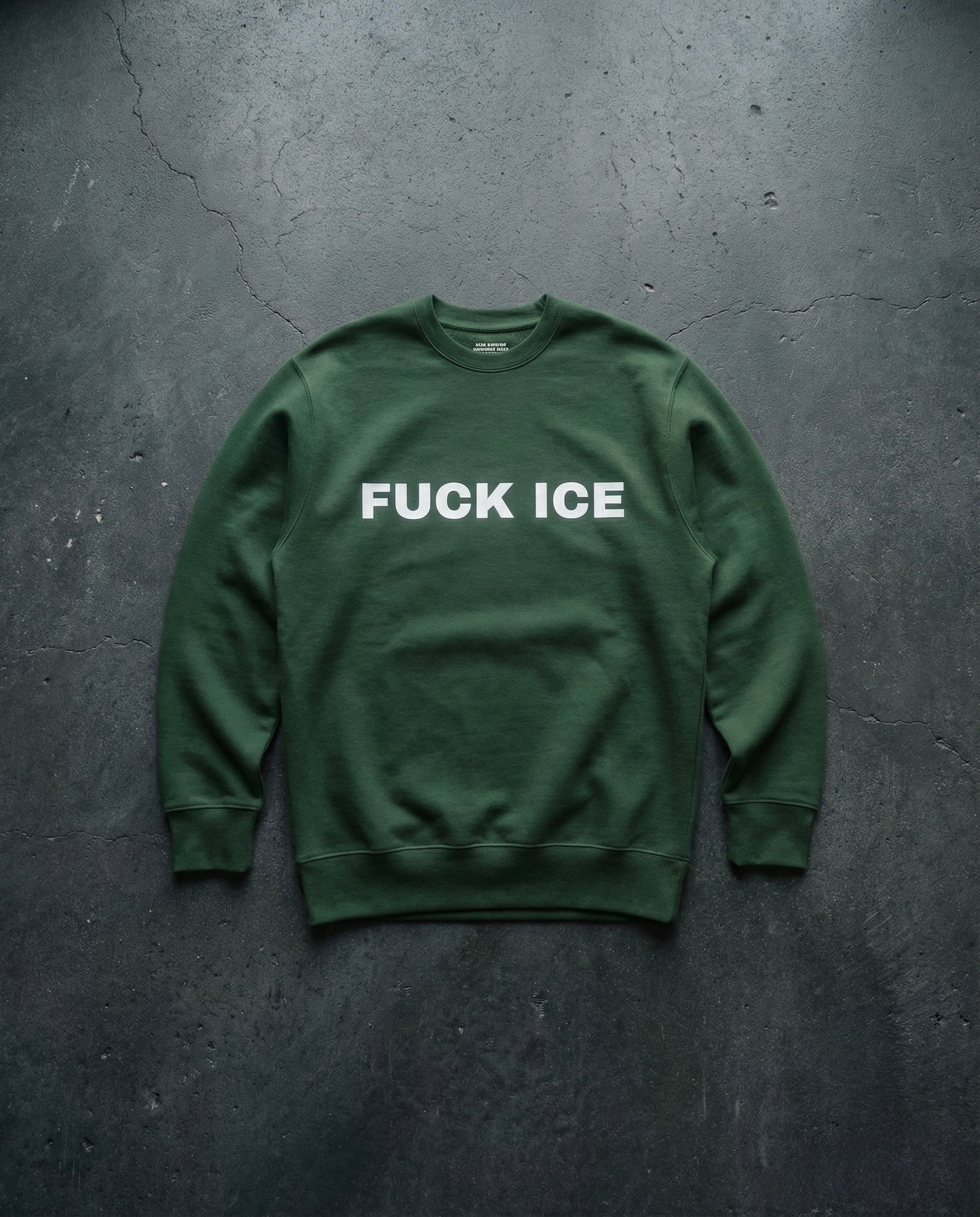 FUCK ICE Crewneck Concrete Background in Forest | BAD BUREAU 