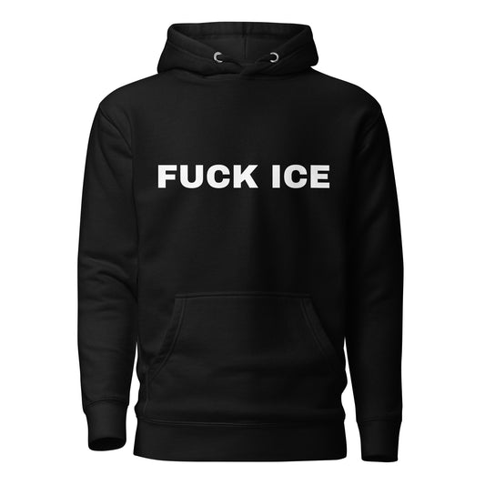 FUCK ICE Hoodie Front View in Black | BAD BUREAU 