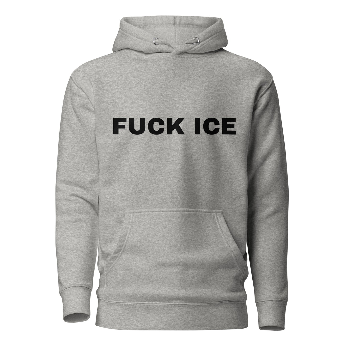 FUCK ICE Hoodie Front View in Grey | BAD BUREAU 