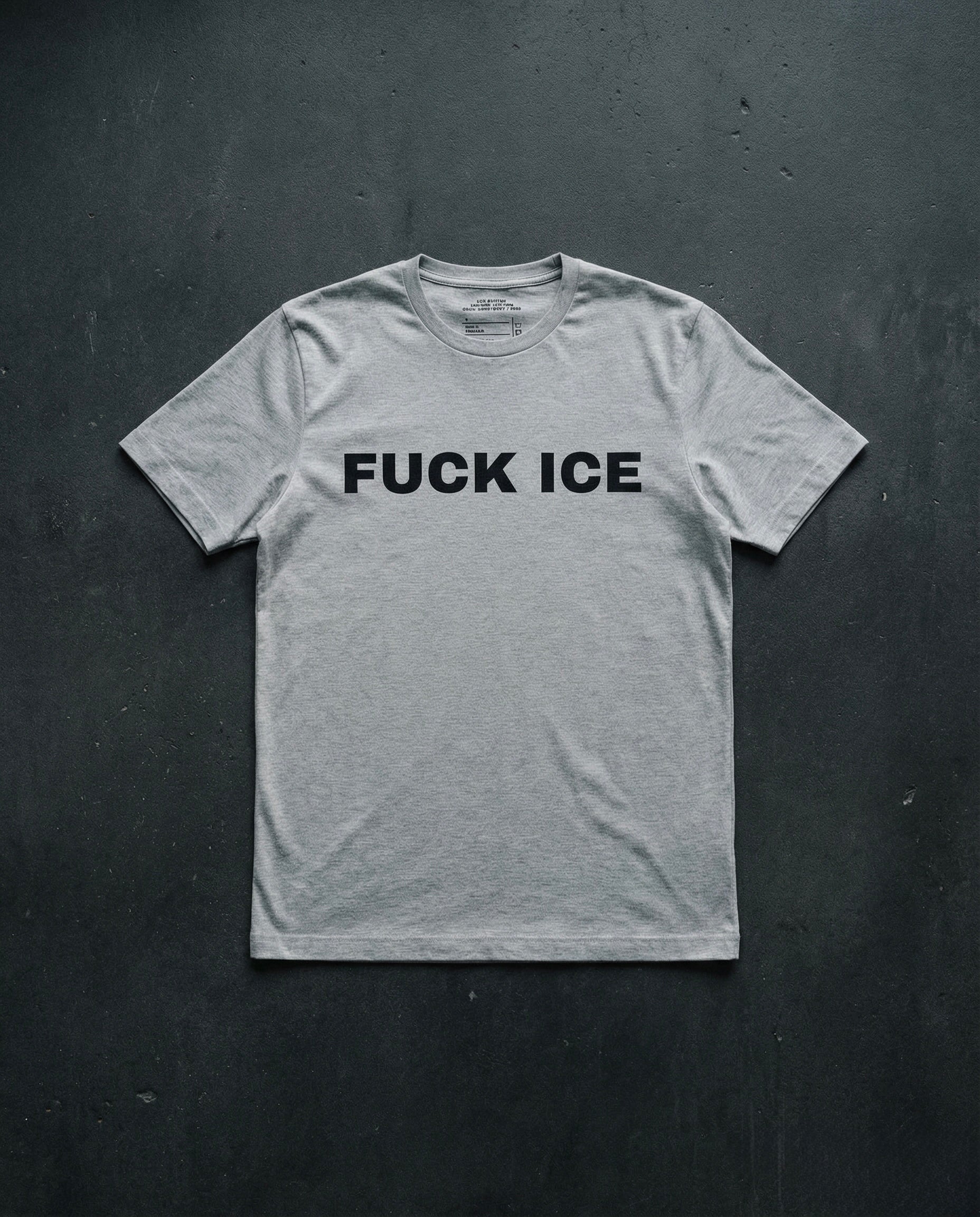 FUCK ICE T-Shirt Concrete Background in Grey | BAD BUREAU 